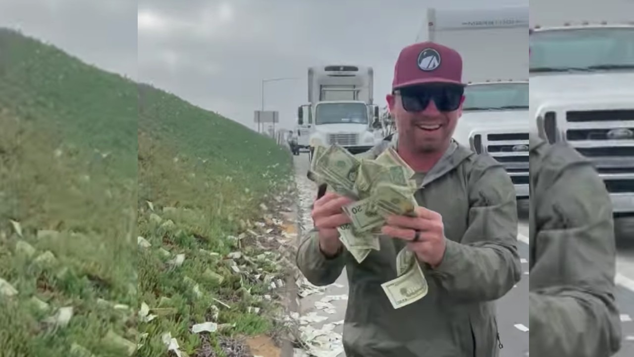 Des liasses de billets déversées sur une autoroute sèment le chaos 